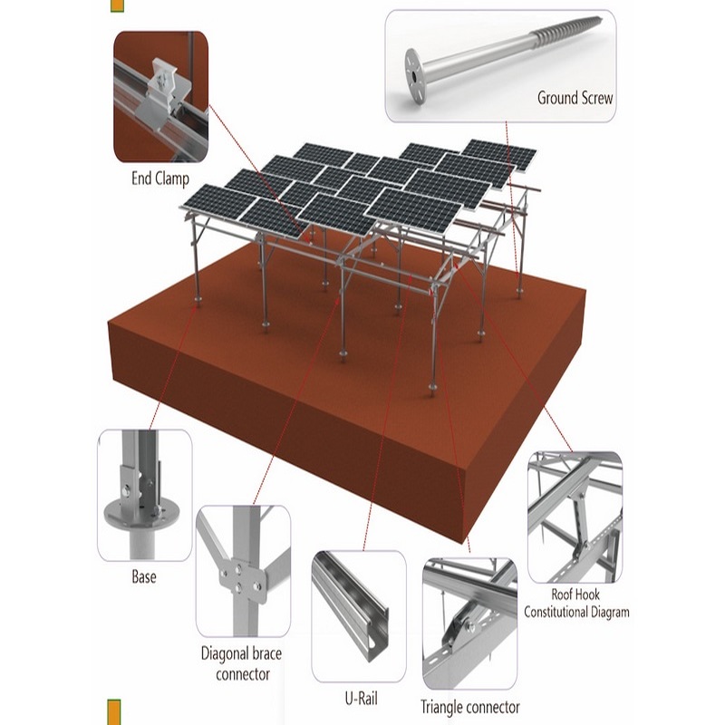 农业太阳能发电场地面光伏电站安装支撑架太阳能电池板安装框架