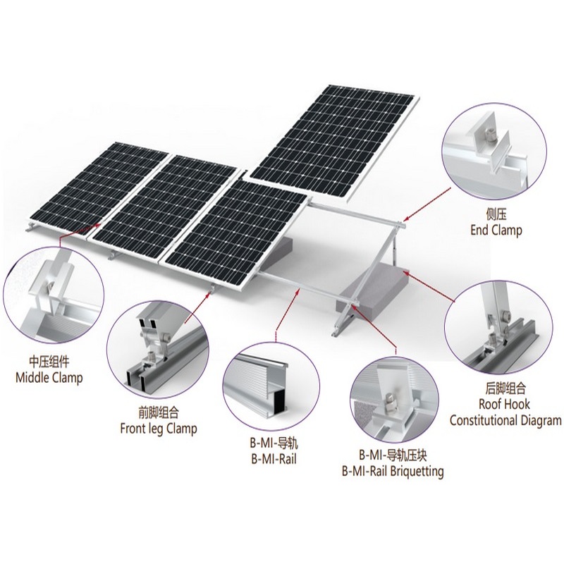 批发导轨式太阳能镇流器架东西向太阳能支架